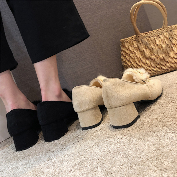 Pantofi dama casual cu toc mic gros cu catarama