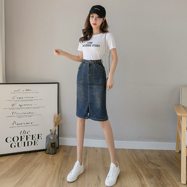 Ženska ležerna suknja s džepovima i visokim strukom