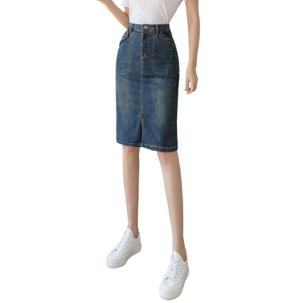 Ženska ležerna suknja s džepovima i visokim strukom