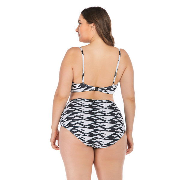 Didelio dydžio dviejų dalių maudymosi kostiumėlis aukštu juosmeniu