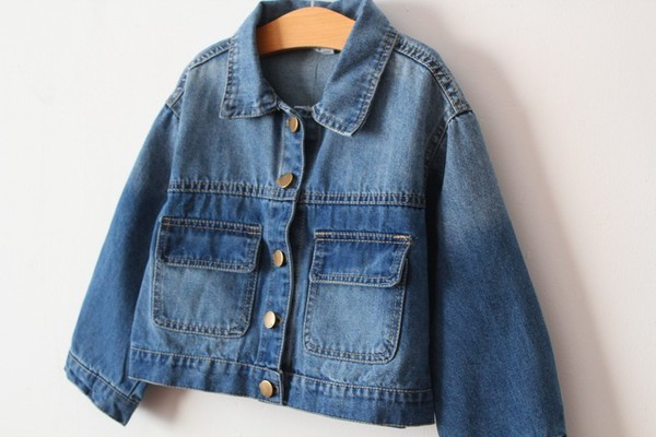 Jauna modeļa bērnu džinsa jaka ar apdruku meitenēm