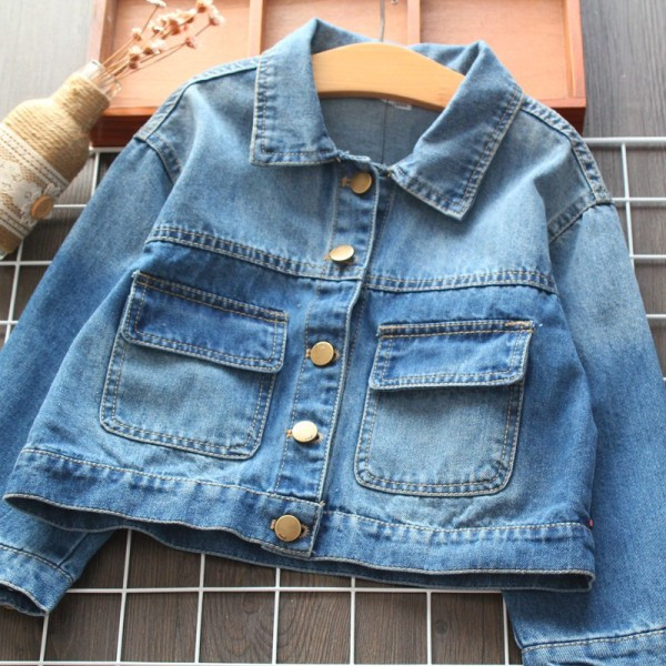 Jauna modeļa bērnu džinsa jaka ar apdruku meitenēm