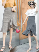 Rūtaini sieviešu asimetriskas svārki ar augstu vidukli