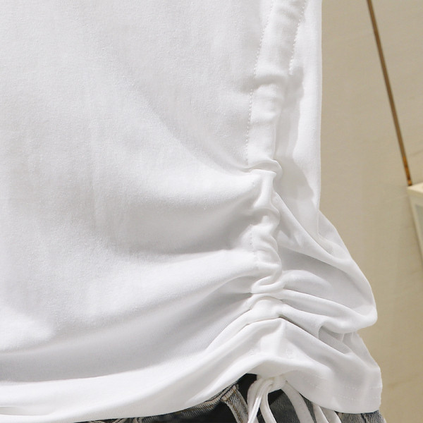 Tricou casual dama cu parte incretita si decolteu rotund