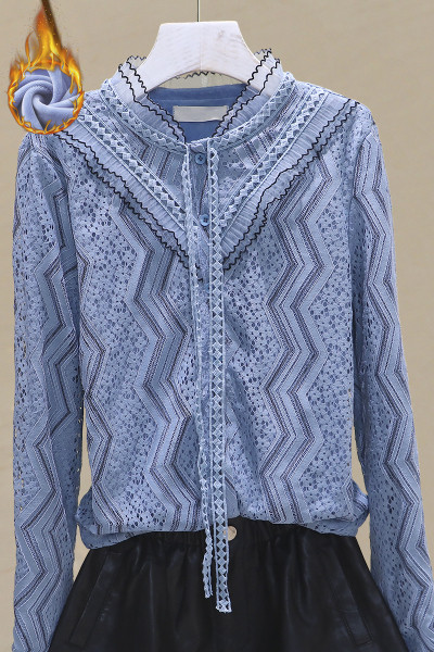 Bluză de damă modernă din dantelă cu guler din dantelă