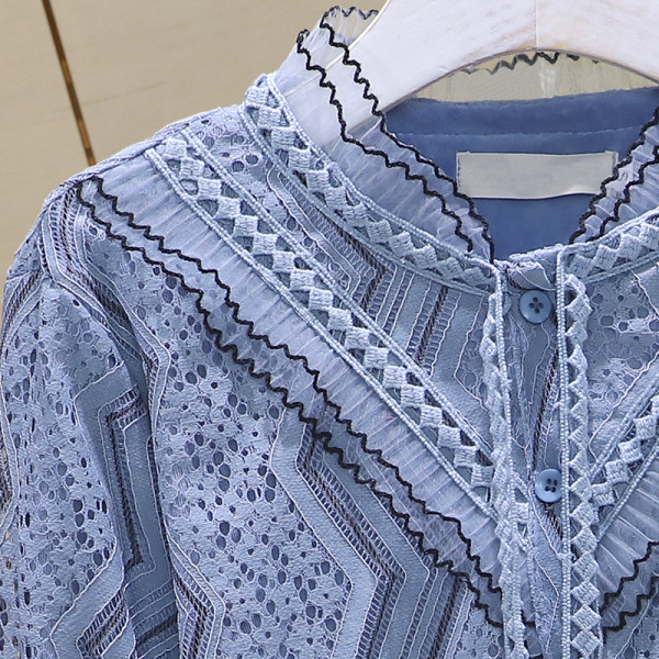 Bluză de damă modernă din dantelă cu guler din dantelă