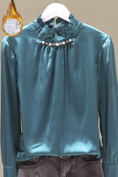 Elegantna ženska bluza s biserima na ovratniku