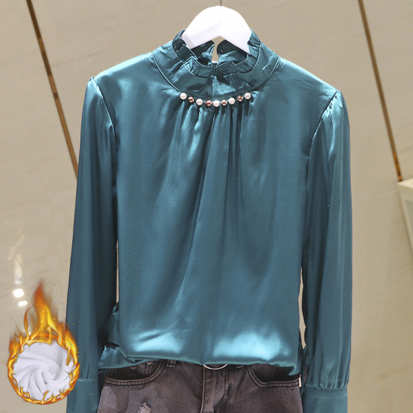 Elegantna ženska bluza s biserima na ovratniku