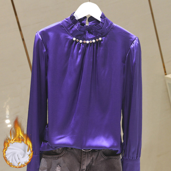 Elegantna ženska bluza s biserima na ovratniku