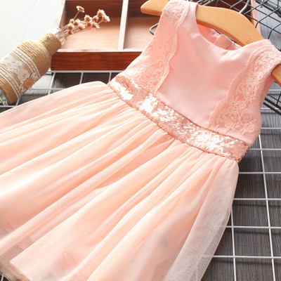 Novi model dječje haljine sa šljokicama i čipkom