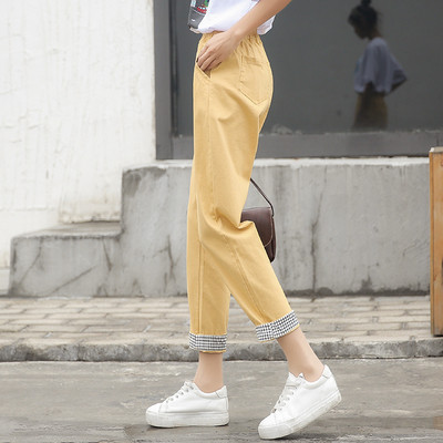 Pantaloni casual dama cu talie elastica si buzunare