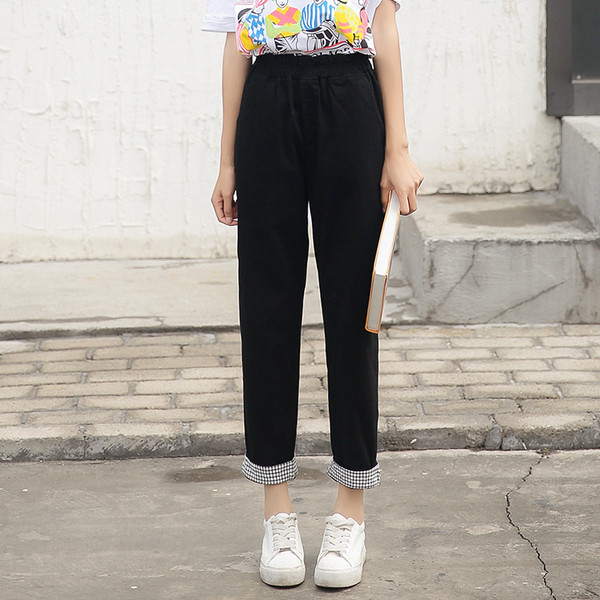 Pantaloni casual dama cu talie elastica si buzunare