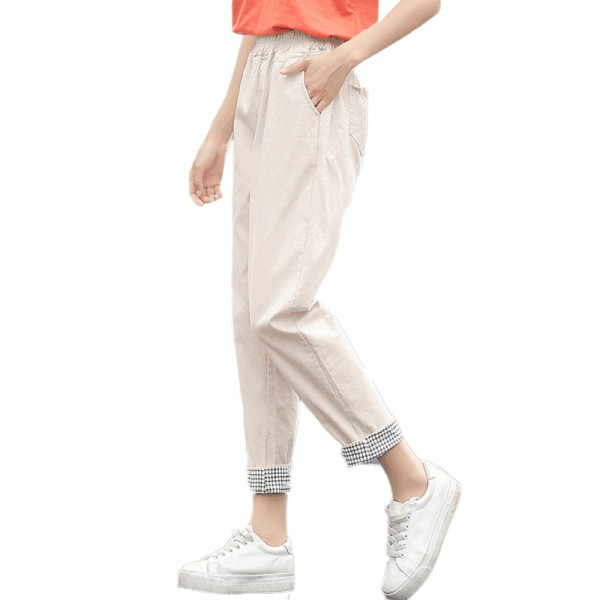 Pantaloni casual dama cu talie elastica si buzunare