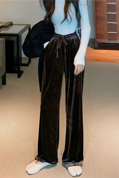 Samta sieviešu bikses ar augstu vidukli un saitēm