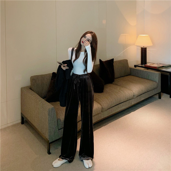 Samta sieviešu bikses ar augstu vidukli un saitēm