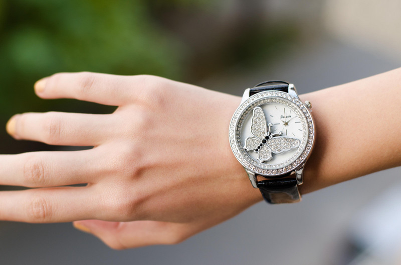 Дамски часовник Selden Butterfly, черен