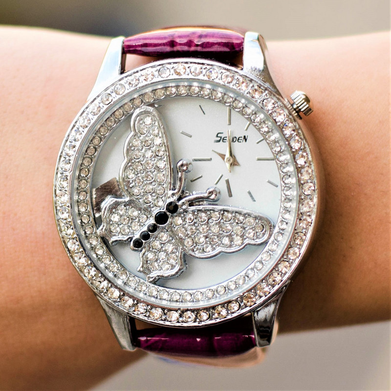 Дамски часовник Selden Butterfly, лилав