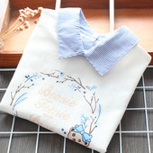 Šiuolaikinė vaikiška palaidinė su dryžuota apykakle ir raštu mergaitėms