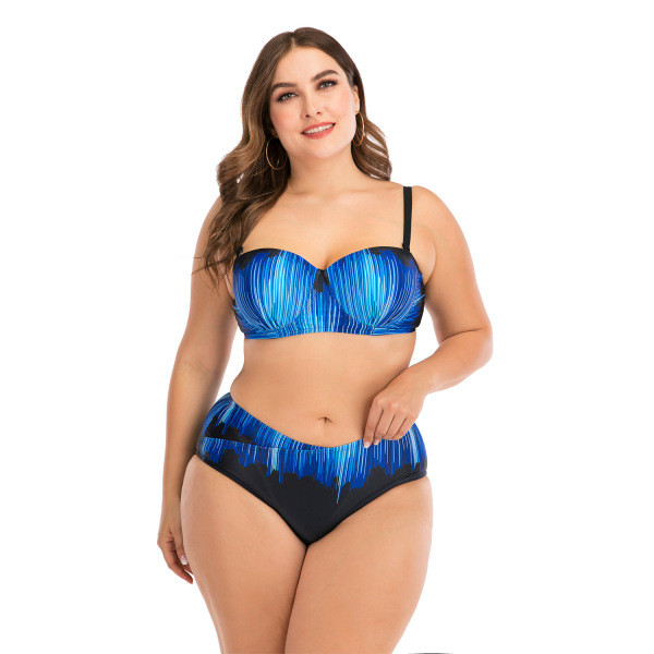 Costum de baie de marime mare din doua piese cu bretele subtiri