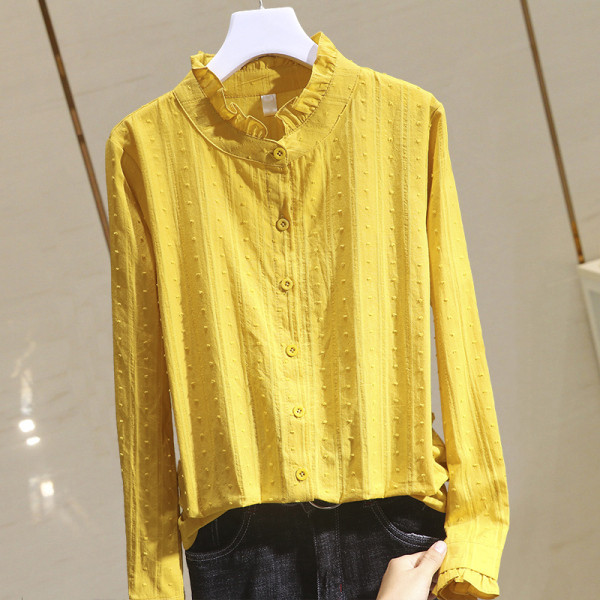 Modern női ing gombokkal és kerek nyakkivágással