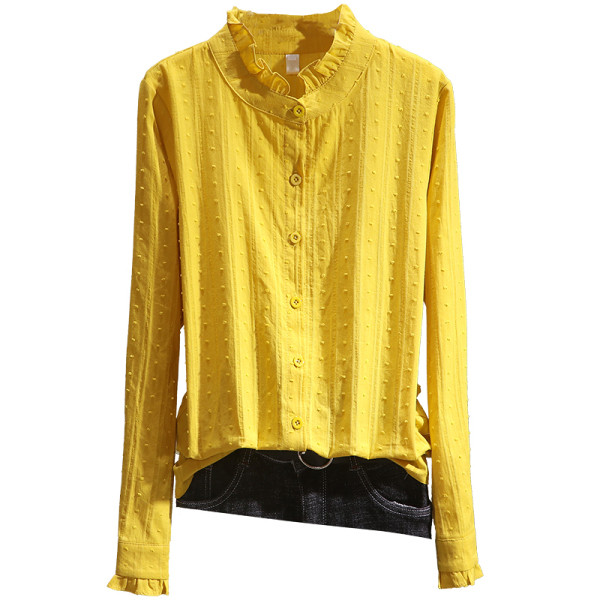 Modern női ing gombokkal és kerek nyakkivágással