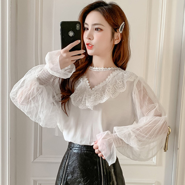 Női alkalmi csipkeing hosszú tüll ujjal