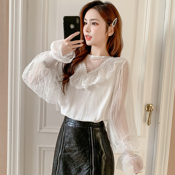 Női alkalmi csipkeing hosszú tüll ujjal