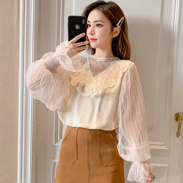 Női alkalmi csipkeing hosszú tüll ujjal