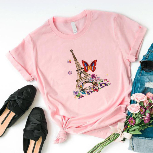 Modern női póló színes rátéttel és kerek nyakkivágással