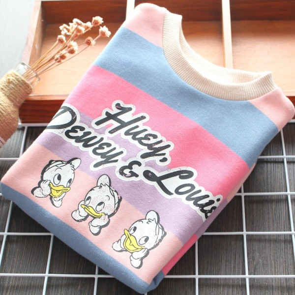 Laisva vaikiška dryžuota palaidinė su raštu mergaitėms