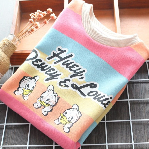 Laisva vaikiška dryžuota palaidinė su raštu mergaitėms