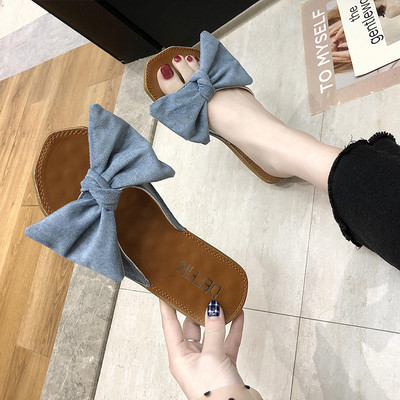 Papuci casual dama cu panglica de piele intoarsa