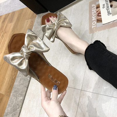 Papuci casual dama cu panglica de piele intoarsa