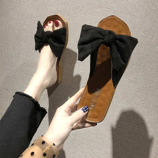 Papuci casual dama cu panglica de piele intoarsa