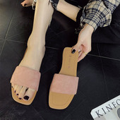 Papuci dama cu talpa plata si curea din piele intoarsa