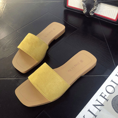 Papuci dama cu talpa plata si curea din piele intoarsa