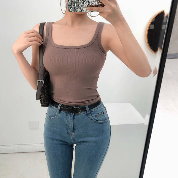 Maieu casual de dama din jerseu de catifea cu bretele late