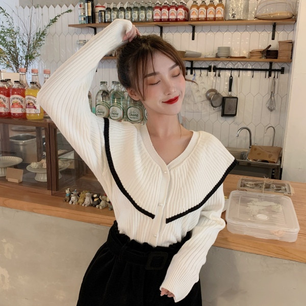 Bluză de damă modernă cu decolteu și nasturi spitz