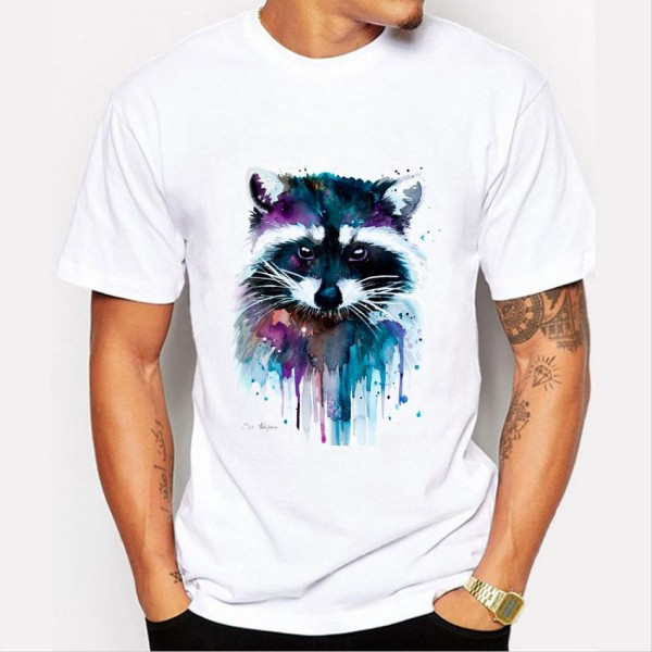 Alkalmi férfi póló mosómedve rátéttel