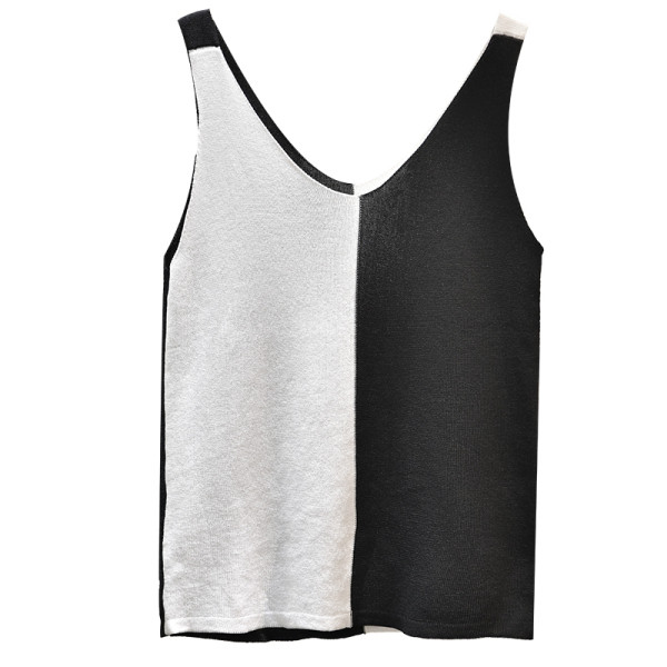 Divu toņu sieviešu topiņš no plānas adījuma ar platām lencēm