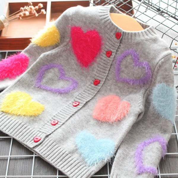 Cardigan zilnic pentru copii cu inimioare pentru fete