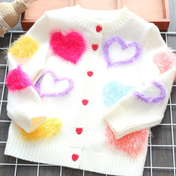 Cardigan zilnic pentru copii cu inimioare pentru fete
