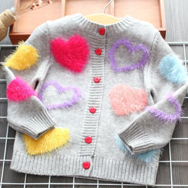 Cardigan zilnic pentru copii cu inimioare pentru fete