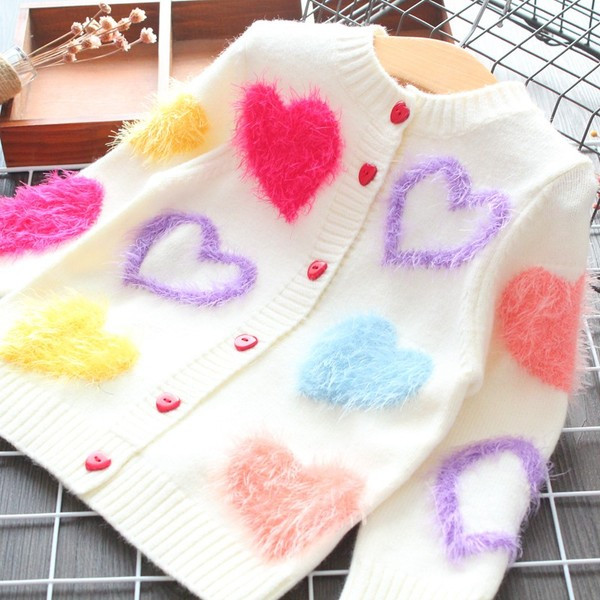 Cardigan zilnic pentru copii cu inimioare pentru fete