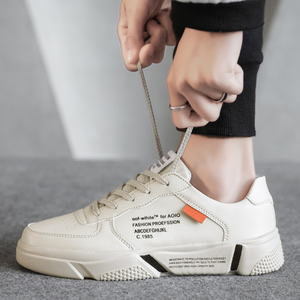 Adidași casual din piele ecologică cu inscripții și cravate