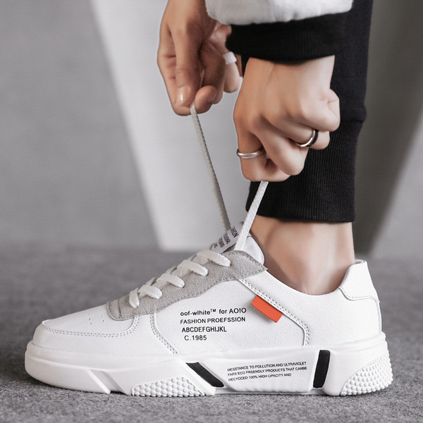 Adidași casual din piele ecologică cu inscripții și cravate