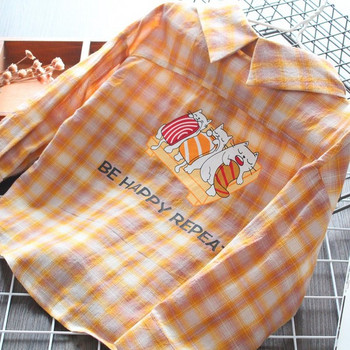 Детска карирана риза с апликация за момичета