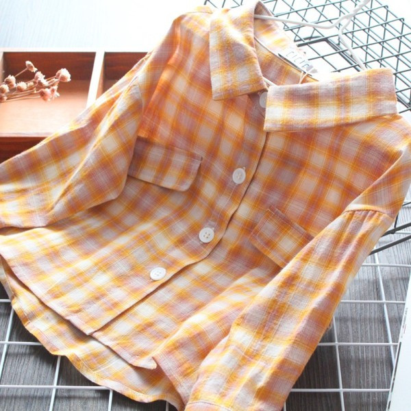 Bērnu rūtains krekls ar aplikāciju meitenēm