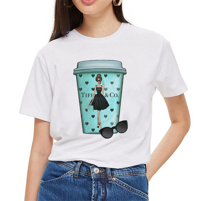 Moderna ženska majica kratkih rukava s aplikacijom u bijeloj boji