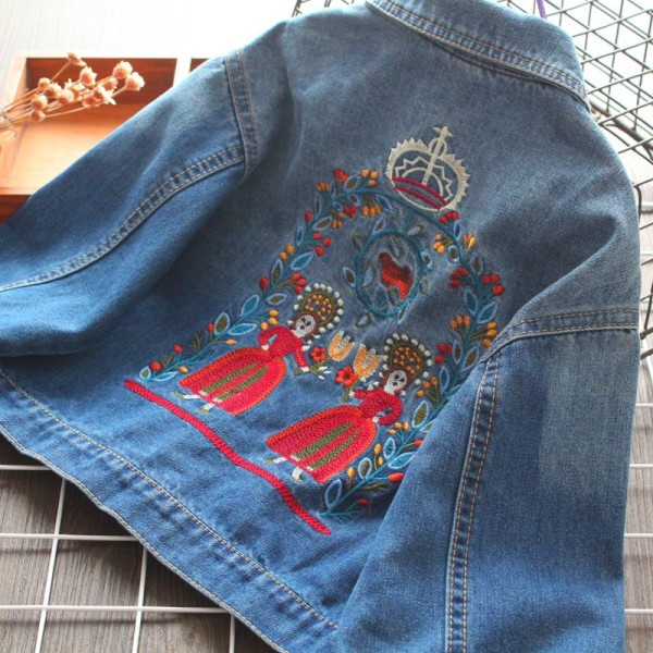 Új modell gyerek farmer dzseki hímzéssel lányoknak